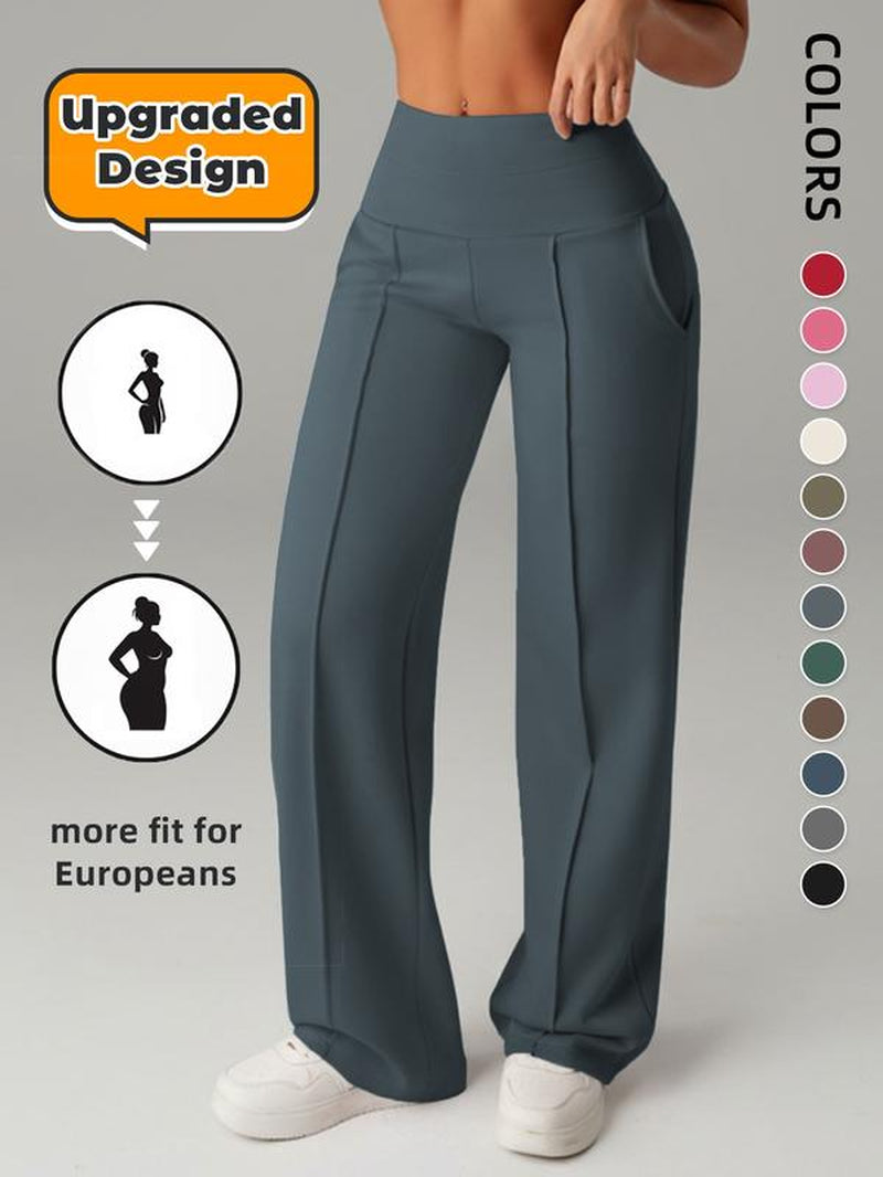 Women'S Plain Loose Straight Leg Pants, Wide Leg High Waist Sporty Casual Sweatpants with Pockets, Comfortable Daily Wear [Fits Small - Size up Recommended]