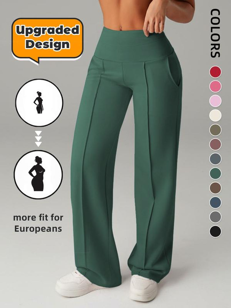 Women'S Plain Loose Straight Leg Pants, Wide Leg High Waist Sporty Casual Sweatpants with Pockets, Comfortable Daily Wear [Fits Small - Size up Recommended]