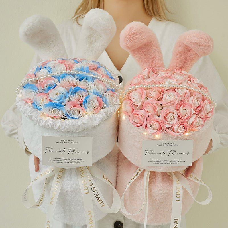 Cute Rabbit Ear Rose Soap Flower Bouquet